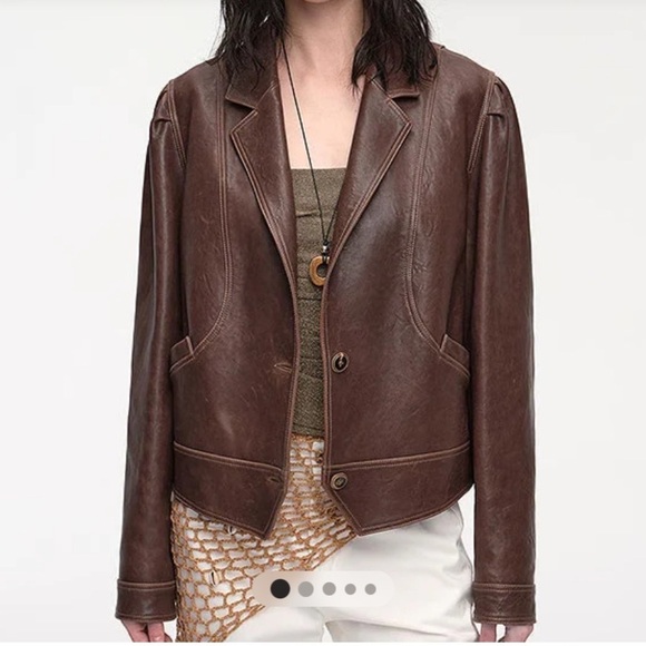 Classic Brown Leather Women's Jacket - Picture 1 of 5